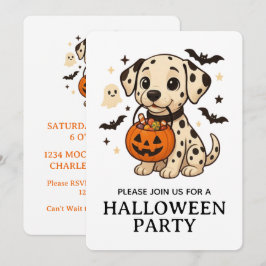ハロウィンのダルメシアンの犬のトリックオアトリートパーティー 招待状