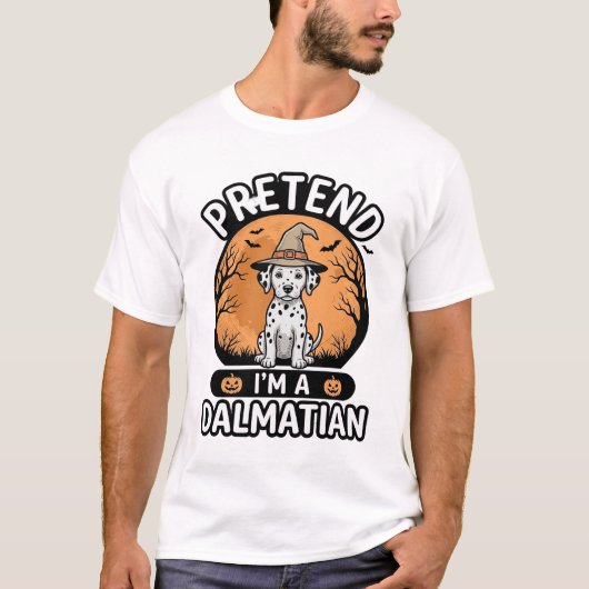 ハロウィンのダルメシアン犬のふりをする Tシャツ (正面)