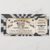 ハロウィンのチケットのカップルのシャワーのスカルの招待 招待状 (正面/裏面)