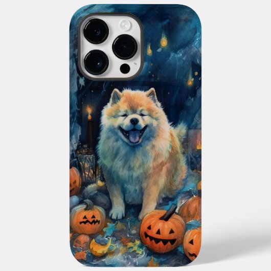 ハロウィンのチャウチャウとかぼちゃの怖いデザイン Case-Mate iPhoneケース (裏面)