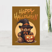 ハロウィンのテディベア カード (正面)