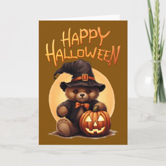 ハロウィンのテディベア カード (正面)