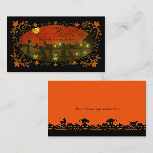 ハロウィンのテーマの名刺のハロウィンの収穫 名刺 (正面/裏面)