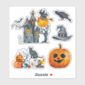 ハロウィンのテーマの水彩手描き シール (シート)