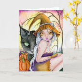 ハロウィンのデュオ-空白のなカード カード (黄色い花)