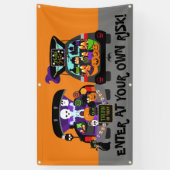 ハロウィンのトランクか御馳走は自己の責任において入ります 横断幕 (縦)