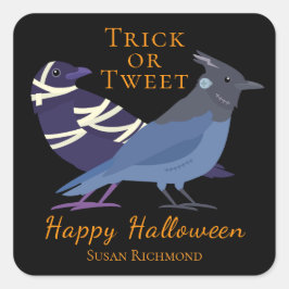ハロウィンのトリックオアツイート バードウォッチング スクエアシール