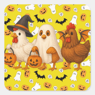 ハロウィンのトリック・オア・トリートにゃんこ スクエアシール