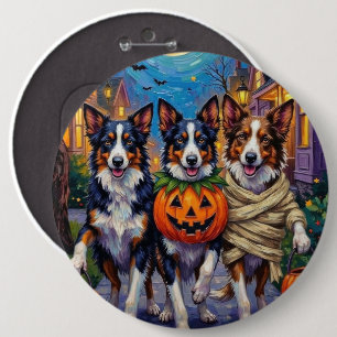 ハロウィンのトリック・オア・トリートをするボーダーコリー 缶バッジ