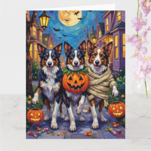 ハロウィンのトリック・オア・トリートをするボーダー・コリー カード