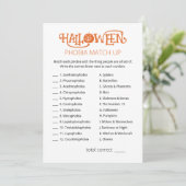ハロウィンのトリビアクイズカード 恐怖症マッチングゲーム 招待状 (スタンド正面)