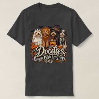 ハロウィンのドゥードル犬の可愛いお化けコスチューム Tシャツ