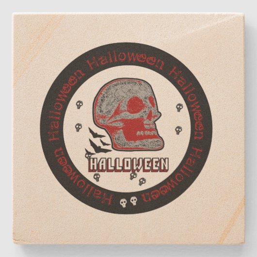 ハロウィンのドクロ ストーンコースター (正面)
