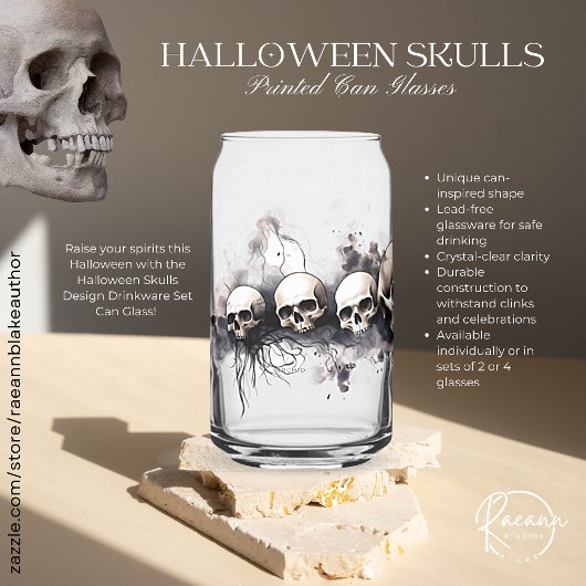 ハロウィンのドクロ デザイン ドリンクウェア セット ガラス缶