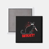 ハロウィンのナイフを持つ殺人猫 マグネット (正面/裏面)