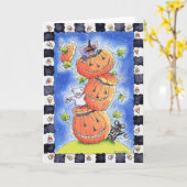 ハロウィンのネズミ カード (黄色い花)