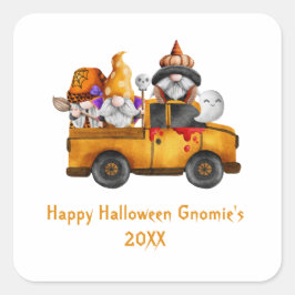 ハロウィンのノーム オレンジトラックのカスタムデザイン スクエアシール