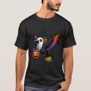 ハロウィンのハチドリの幽霊のお菓子入れ Tシャツ