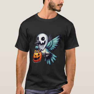 ハロウィンのハチドリの幽霊のお菓子入れ Tシャツ