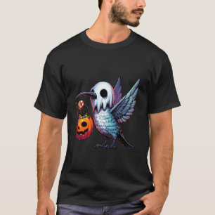 ハロウィンのハチドリの幽霊のお菓子入れ Tシャツ