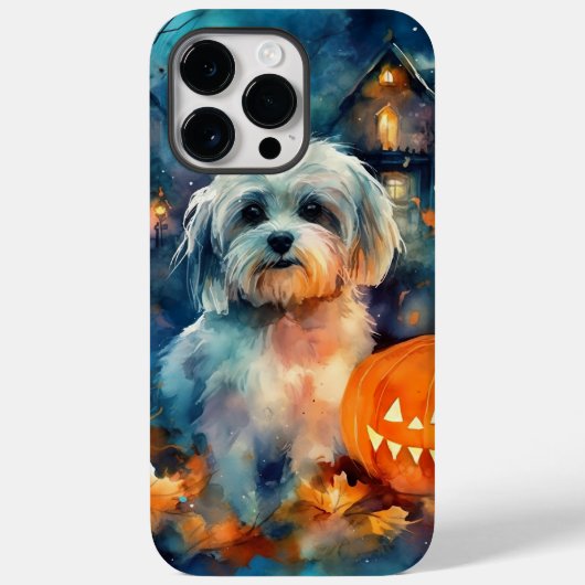 ハロウィンのハバニーズとカボチャの怖いデザイン Case-Mate iPhoneケース (裏面)