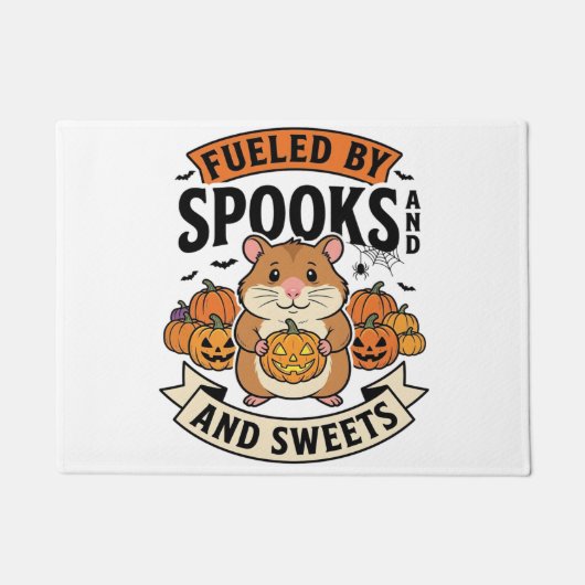 ハロウィンのハムスターはおばけに操られる 面白い かわいい_1 ドアマット (正面)