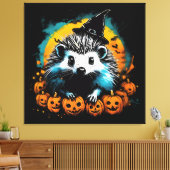 ハロウィンのハリネズミとかぼちゃが可愛い キャンバスプリント (インサイチュ (リビング))