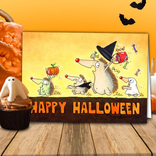 ハロウィンのハリネズミのご挨拶 カード