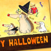 ハロウィンのハリネズミのご挨拶 カード
