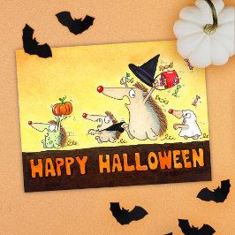 ハロウィンのハリネズミ ポストカード