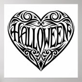 ハロウィンのハート、黒いハート、ホリデー ポスター (正面)
