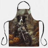 ハロウィンのバイクに乗るボーダーコリー エプロン (正面)