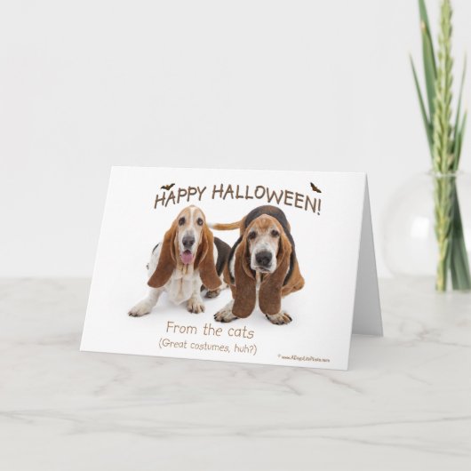 ハロウィンのバセット犬カード カード (正面)