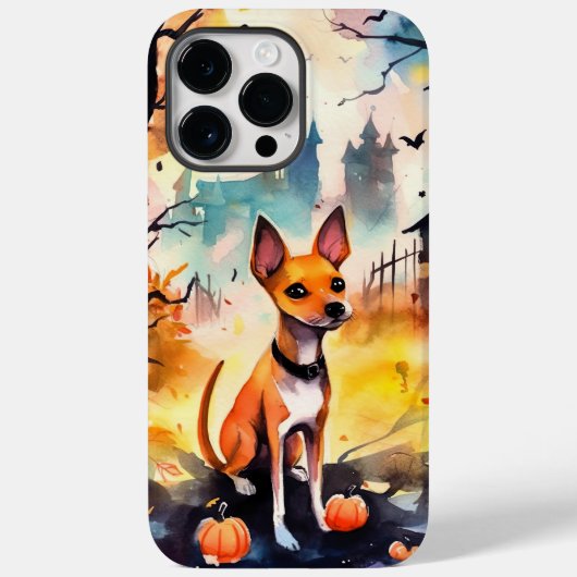 ハロウィンのバセンジーとかぼちゃの怖いデザイン Case-Mate iPhoneケース (裏面)