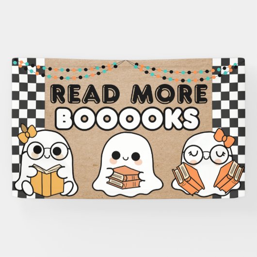 ハロウィンのバナー 学校 図書館 教室 ゴースト 横断幕 (横)