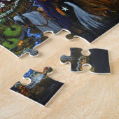 ハロウィンのパズル、魔法使い、学校、大学 ジグソーパズル (側面)