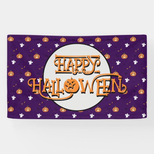 ハロウィンのパターンとメッセージ 横断幕 (横)