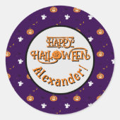 ハロウィンのパターンと怖いメッセージ ステッカー (正面)