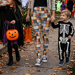 ハロウィンのパッチワークとクモの巣 レギンス