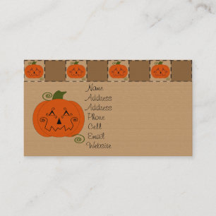 ハロウィンのパッチワークのカボチャプロフィールカード 名刺
