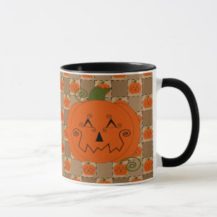 ハロウィンのパッチワークのカボチャマグ マグカップ