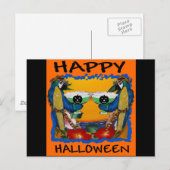 ハロウィンのパロット ポストカード (正面/裏面)