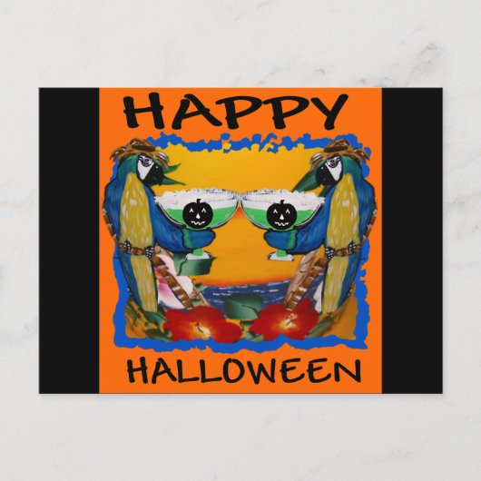 ハロウィンのパロット ポストカード (正面)