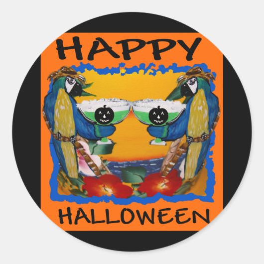ハロウィンのパロット ラウンドシール (正面)