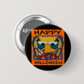 ハロウィンのパロット 缶バッジ (正面&裏面)