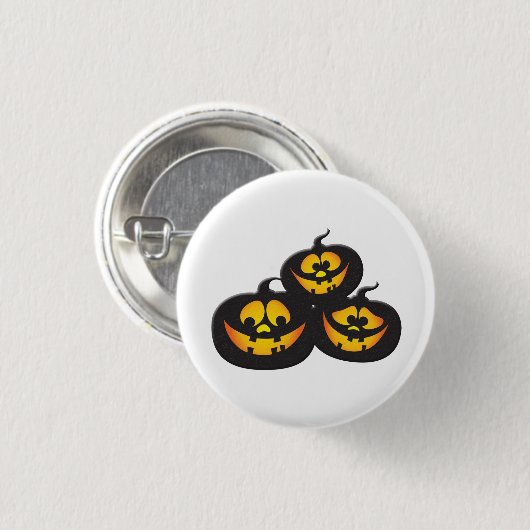 ハロウィンのパンプキンおもしろ顔 缶バッジ (正面&裏面)