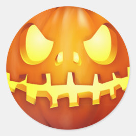 ハロウィンのパンプキンお化けカボチャャのおかしな光るジャックオーランタン ラウンドシール