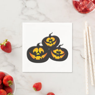 ハロウィンのパンプキンで面白い表情 スタンダードカクテルナプキン
