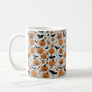 ハロウィンのパンプキンとコウモリ柄のマグカップ コーヒーマグカップ