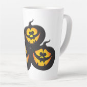 ハロウィンのパンプキンのかわいい顔 カフェラテマグ (右アングル)